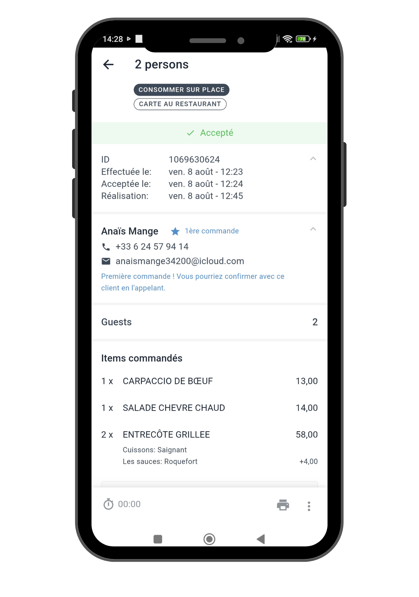 Application restaurant à Paris